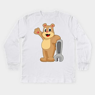 Bear Mechanic Wrench Kids Long Sleeve T-Shirt